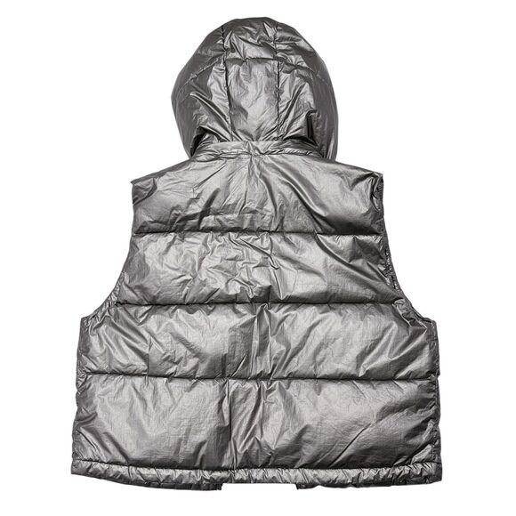Pilcro Puffer Vest Size Medium Silver Anthropologie Hooded Apres‎ NO ZIPPER - Picture 2 of 10